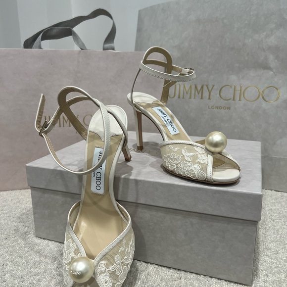 Jimmy Choo Shoes - Jimmy Choo Cream Lace Heels